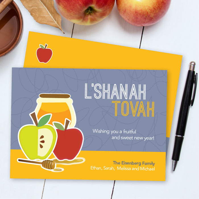 Honey With Apples Jewish New Year Card