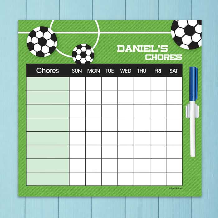 Soccer Fan Green Chore Chart