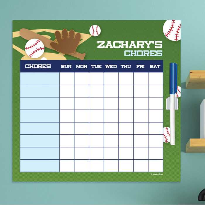 Baseball Fan Chore Chart