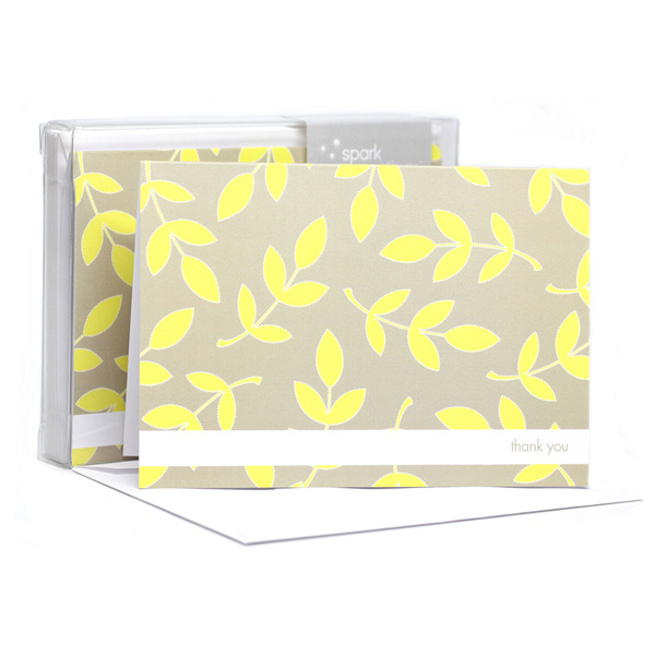 Leafy bunch Yellow w/stripe Notecards