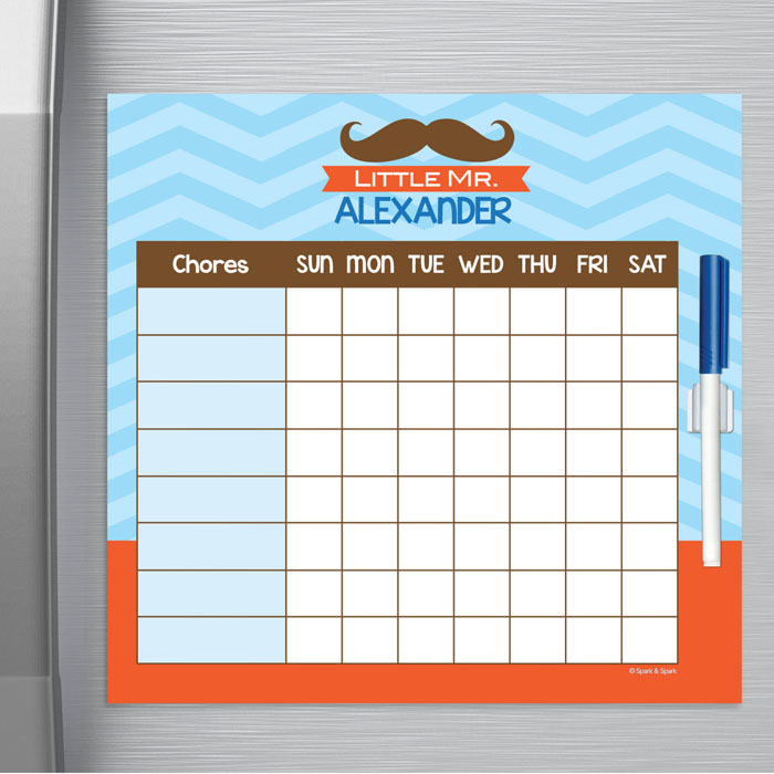 Little Mr. Mustache Chore Chart
