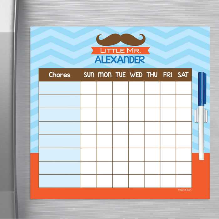 Little Mr. Mustache Chore Chart