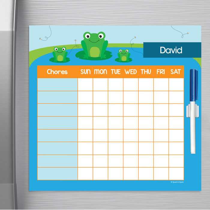 Cute Smiley Frog Chore Chart