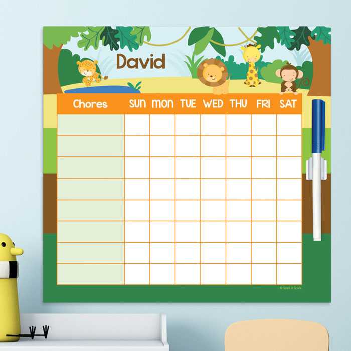 Cute Jungle Animals Chore Chart