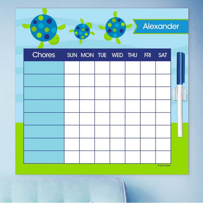 Swimming Blue Turtle Chore Chart