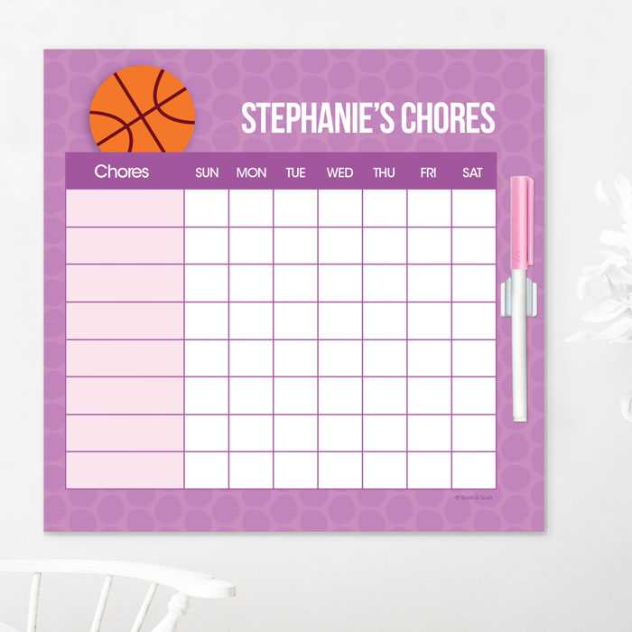 Basketball Fan Girl Circles Chore Chart