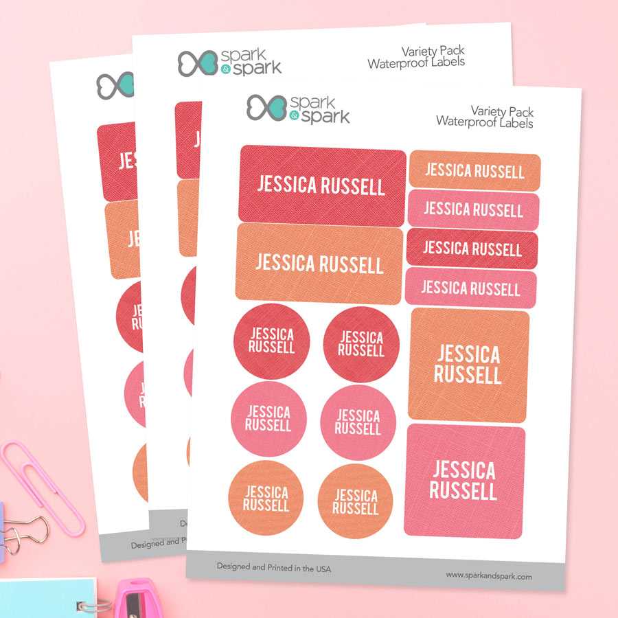 Linen Girl Shades Pink Waterproof Labels Variety Pack (Set of 56)