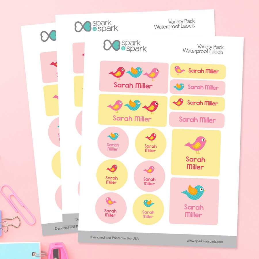 Sweet Little Birds Waterproof Labels Variety Pack (Set of 56)