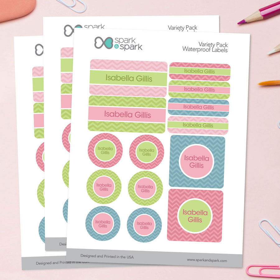 Classic Chevron Waterproof Labels Variety Pack (Set of 56)