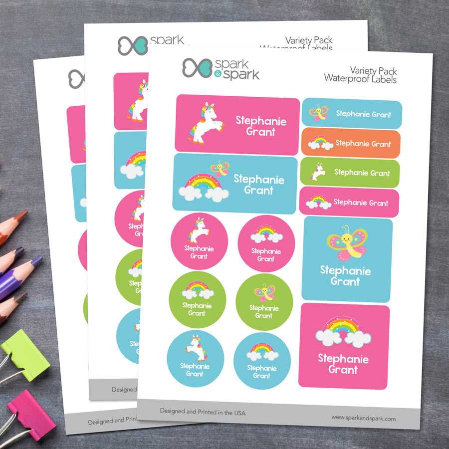 A Cute Rainbow World Waterproof Labels Variety Pack (Set of 56)