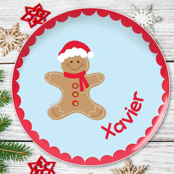 Xmas Cookie for me Blue Kids Plate