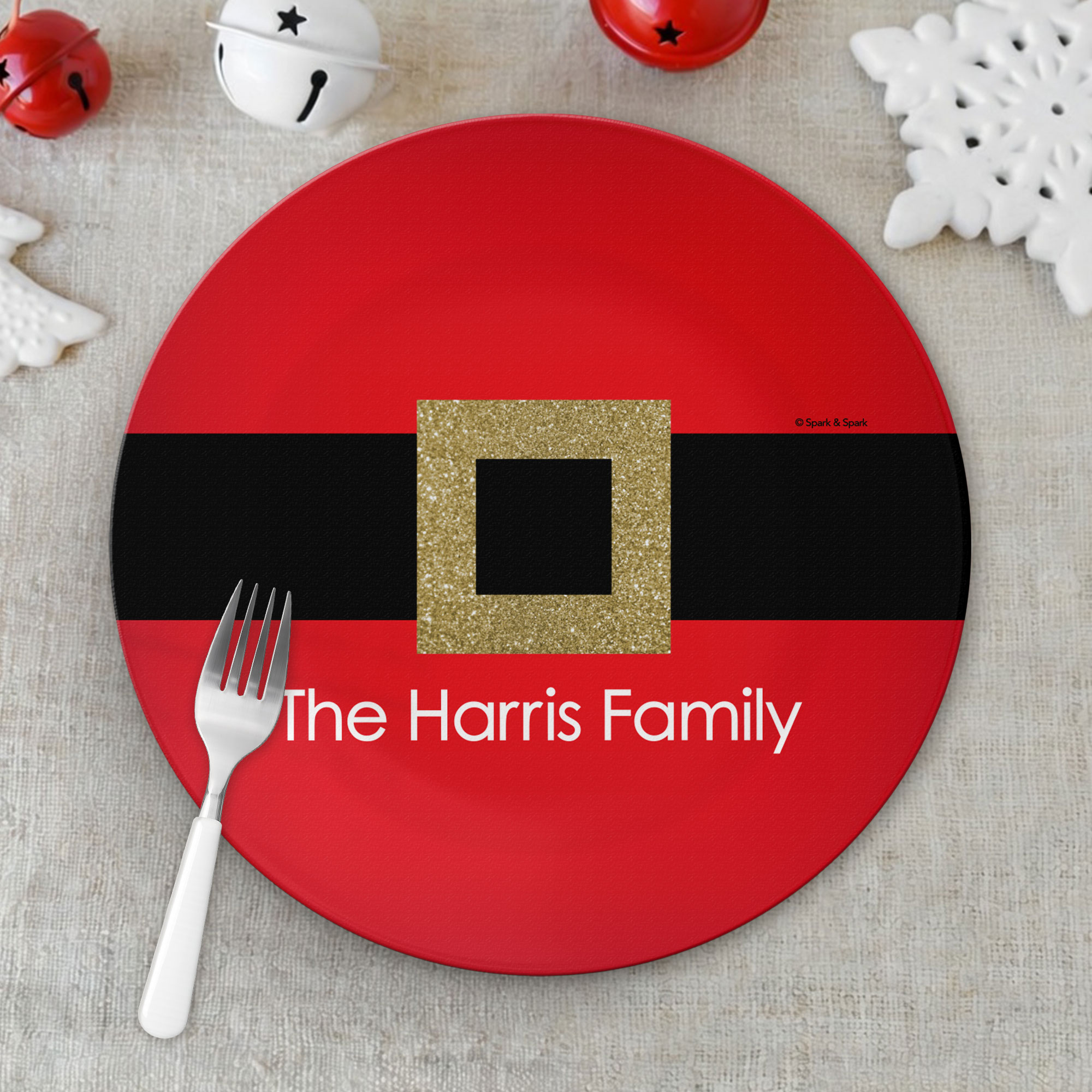 Shiny Santa's Belt Buckle Christmas Plate