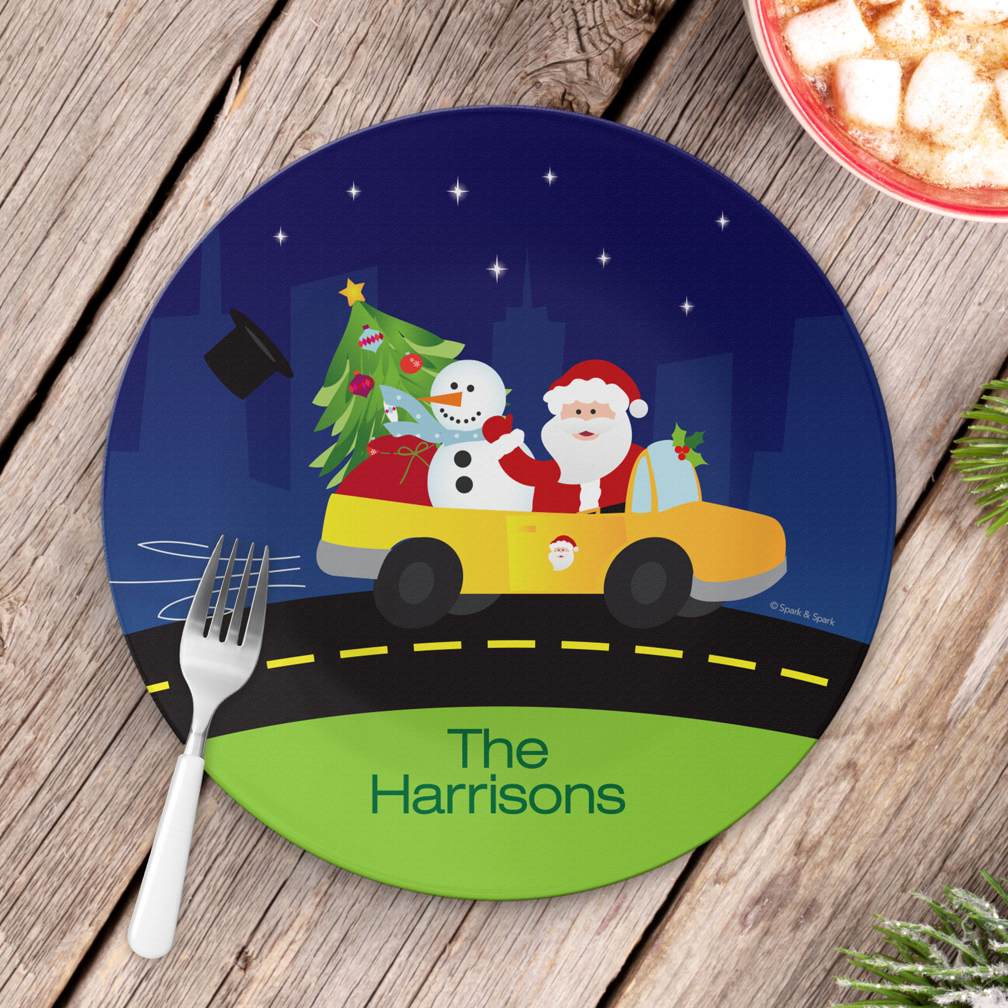 Santa In His Cool Ride Christmas Plate
