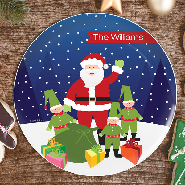 Santa And Elves Christmas Plate