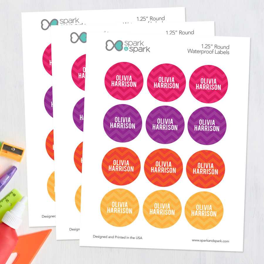 Girls Name on Chevron Orange Waterproof Labels for Kids (Set of 48)