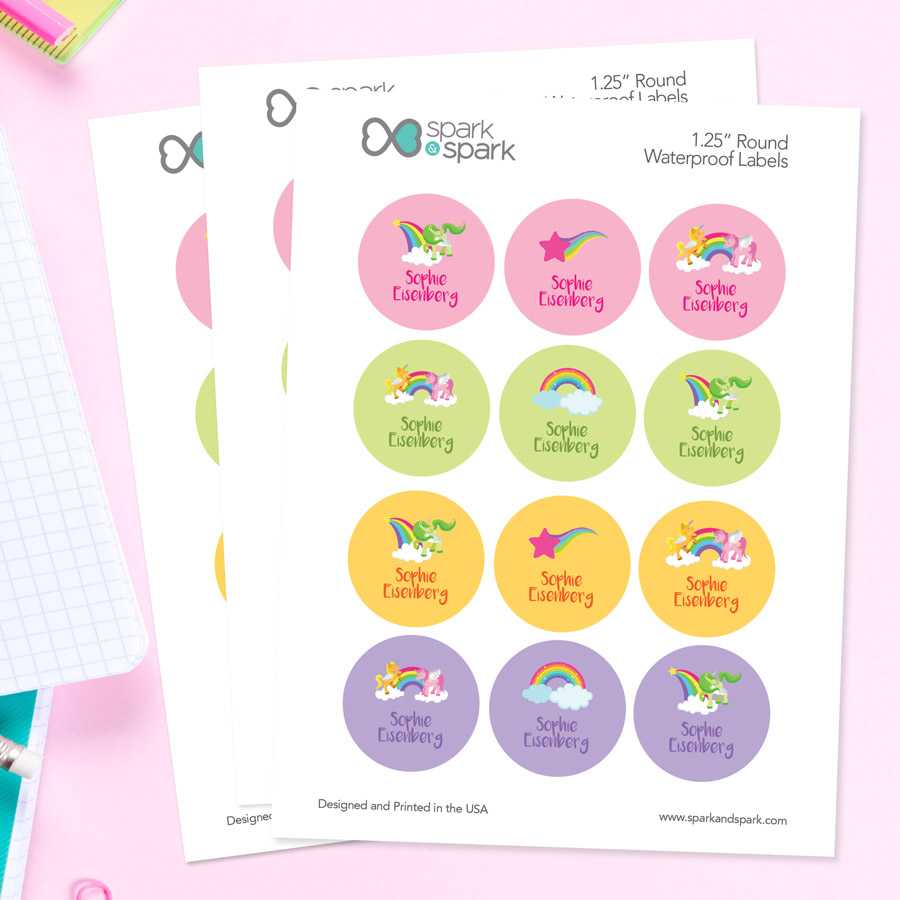 Sweet Unicorns Waterproof Labels for Kids (Set of 48)