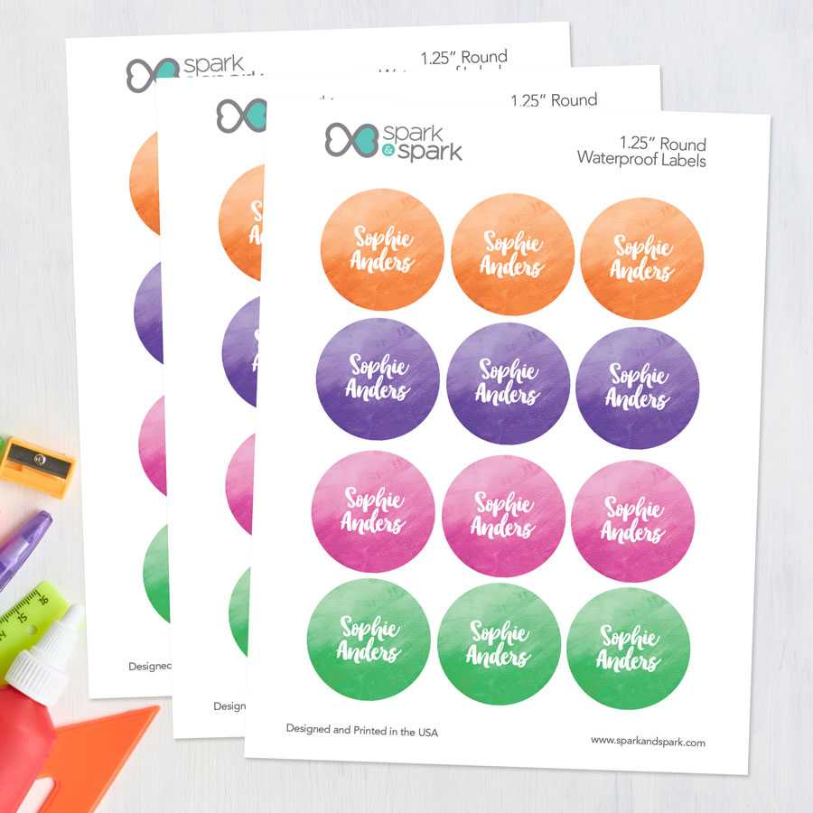 Bold Colorful Name Waterproof Labels for Kids (Set of 48)