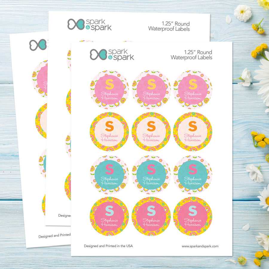 Flower Initial Waterproof Labels for Kids (Set of 48)