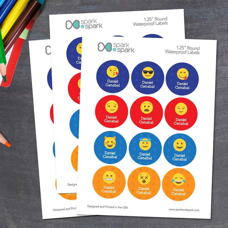 Boy Emojis Waterproof Labels for Kids (Set of 48)