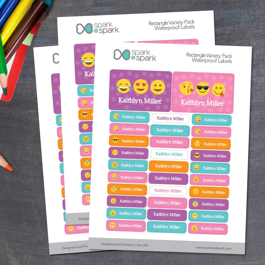Girl Emojis Waterproof Labels Rectangular Pack (Set of 128)