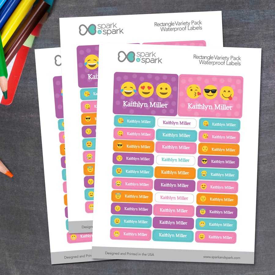 Girl Emojis Waterproof Labels Rectangular Pack (Set of 128)