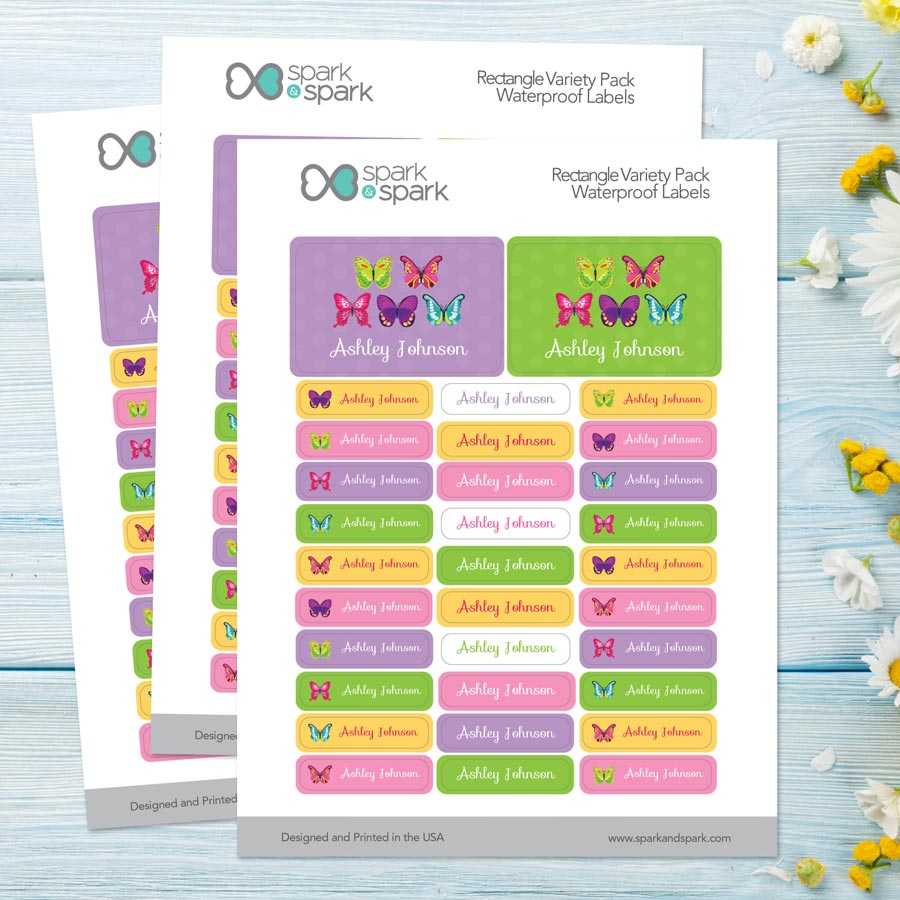 Bright Butterflies Waterproof Labels Rectangular Pack (Set of 128)