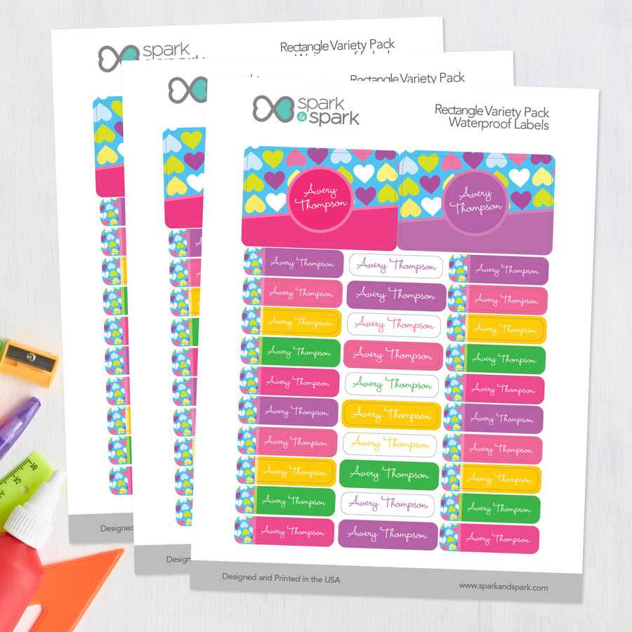 Happy Hearts Waterproof Labels Rectangular Pack (Set of 128)