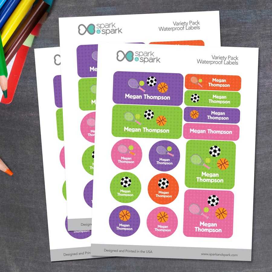 Girl Sports Waterproof Labels Variety Pack (Set of 56)