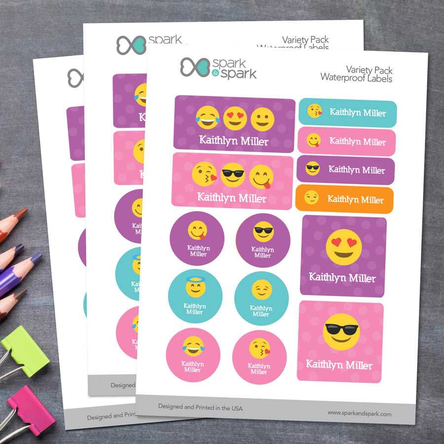 Girl Emojis Waterproof Labels Variety Pack (Set of 56)