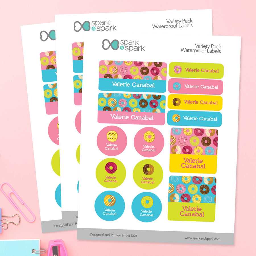 Yummy Donuts Waterproof Labels Variety Pack (Set of 56)