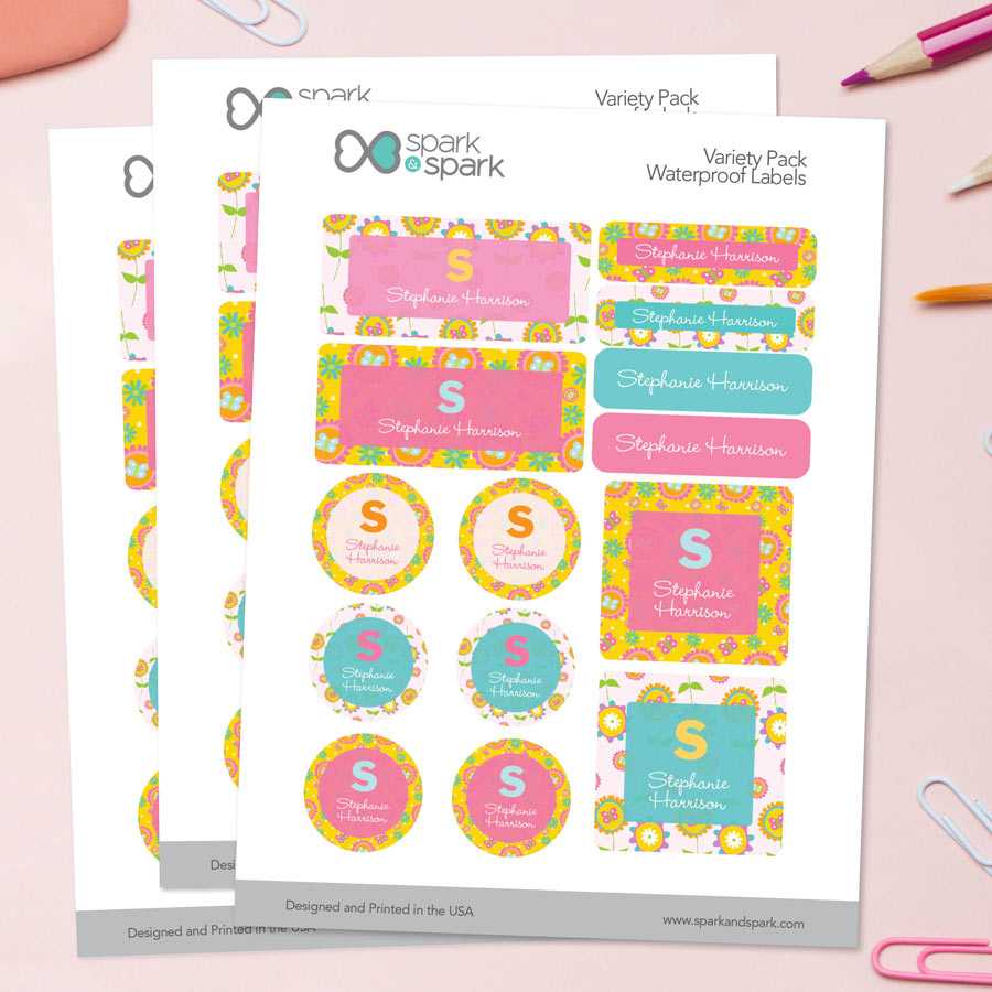 Flower Initial Waterproof Labels Variety Pack (Set of 56)