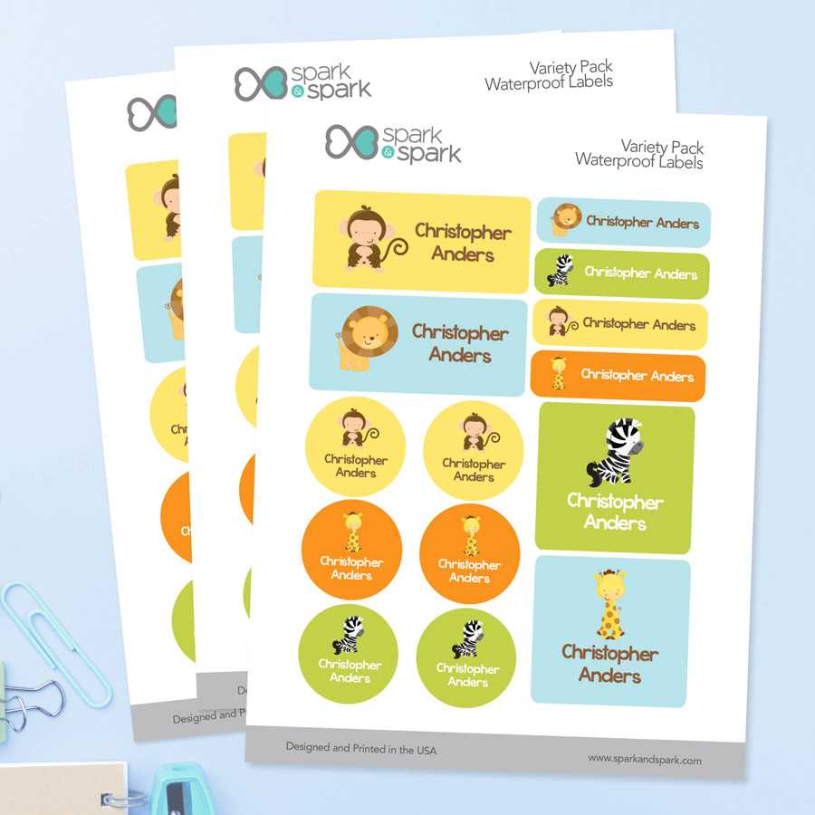 Cute Baby Animals Waterproof Labels Variety Pack (Set of 56)