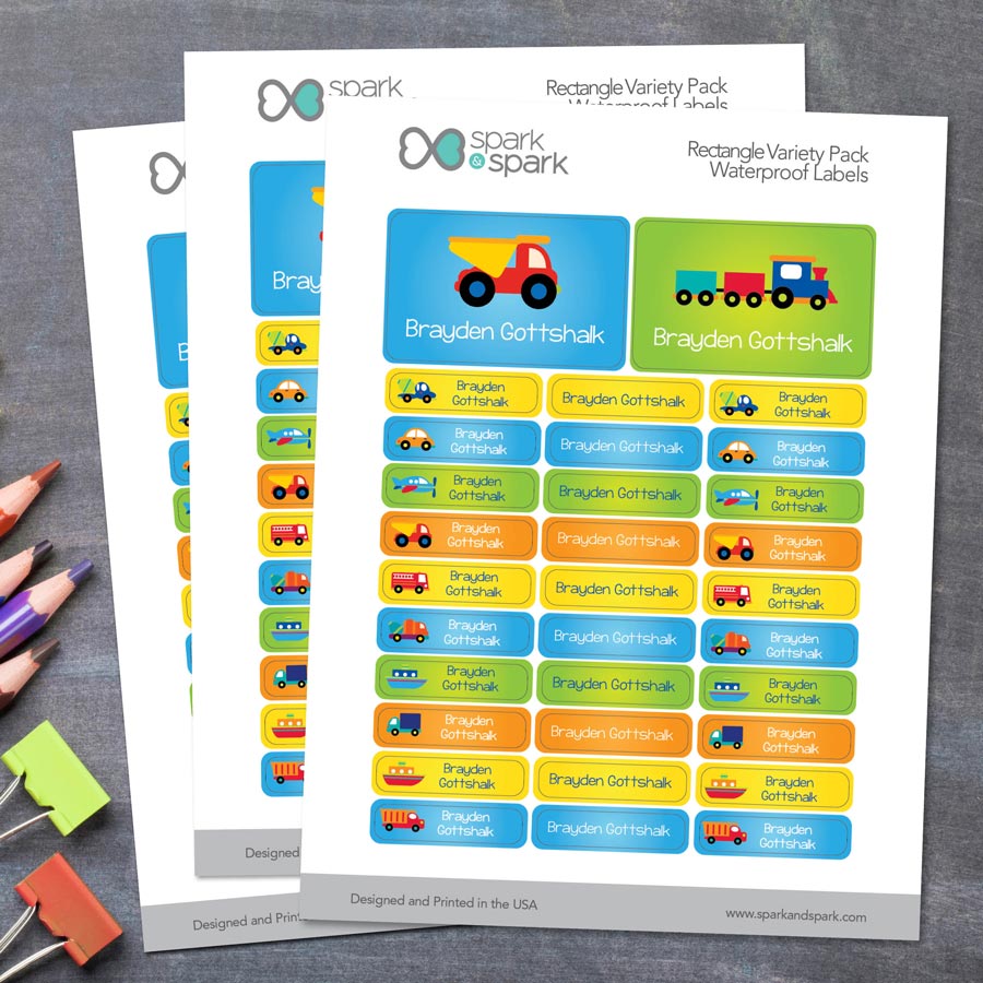 Transportation Labels Rectangular Pack (Set of 128)