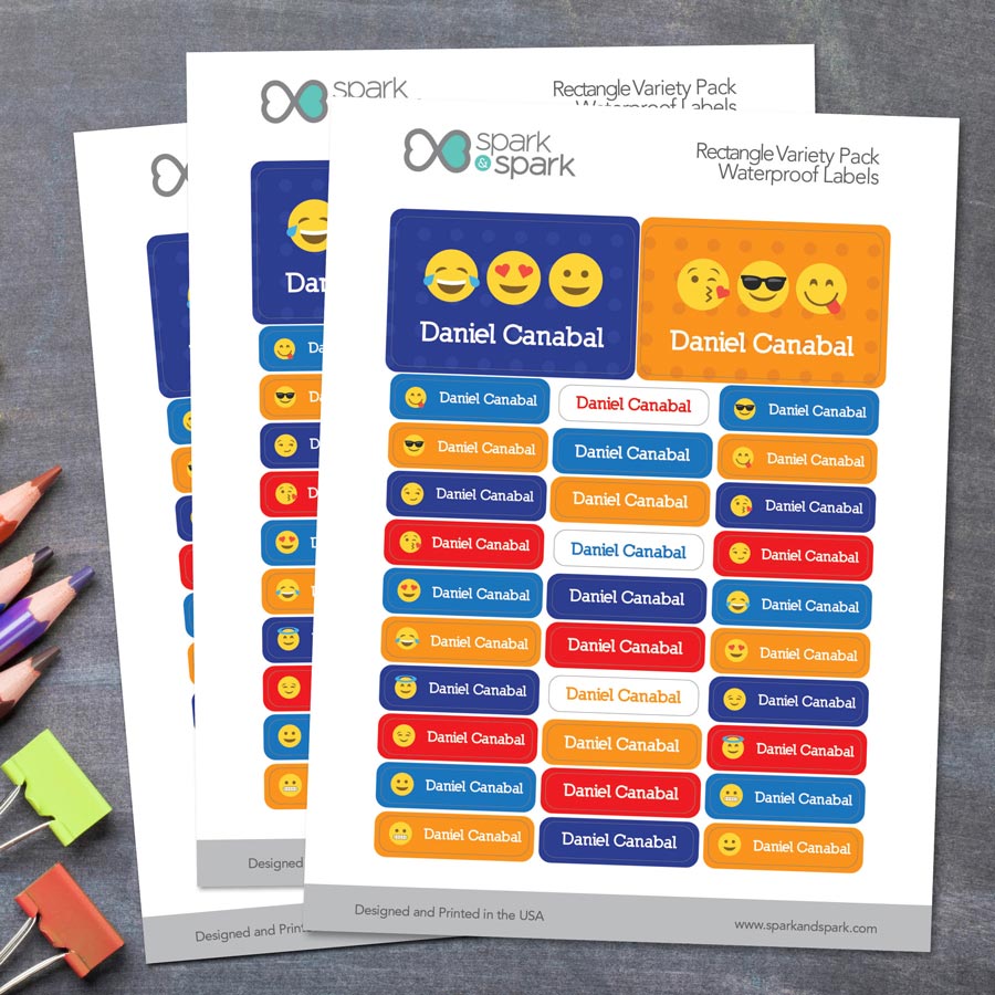 Boy Emojis Labels Rectangular Pack (Set of 128)