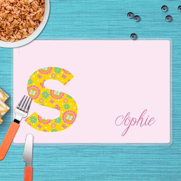 Flower Initial Kids Placemat