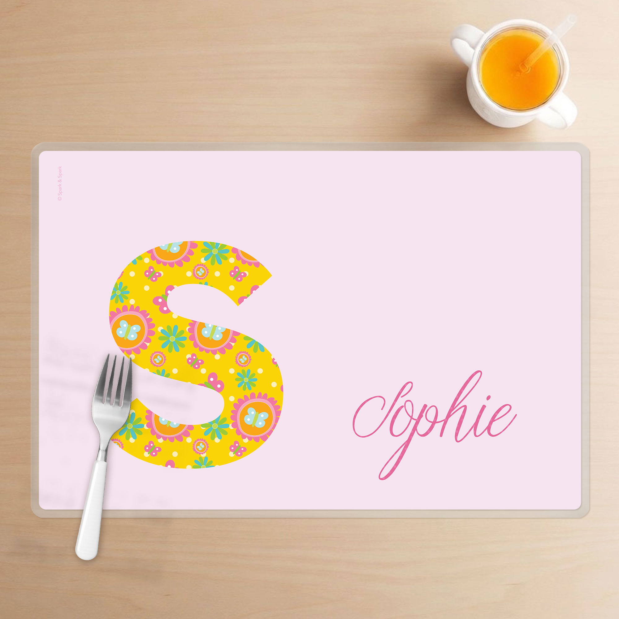 Flower Initial Kids Placemat