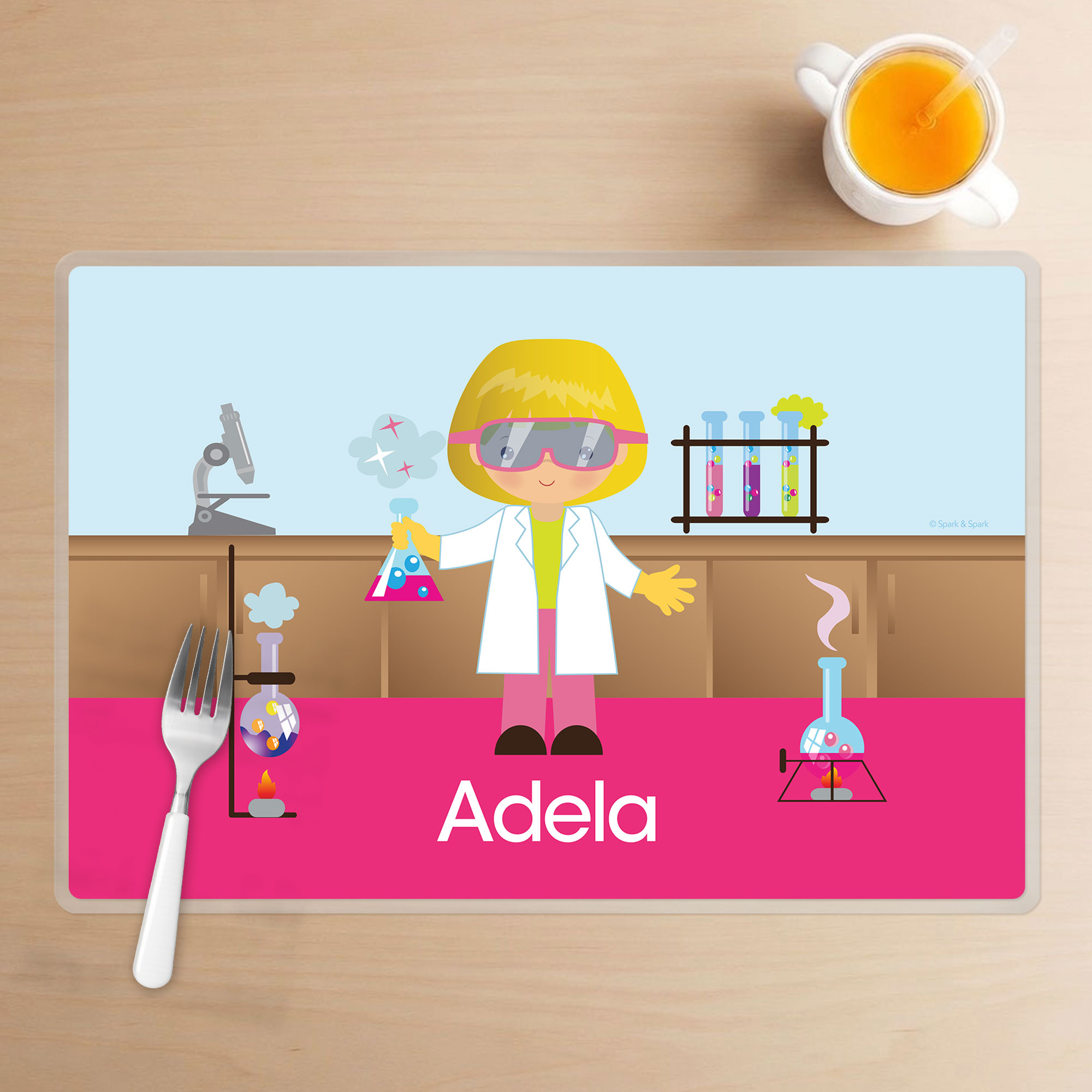 Cute Scientist Girl Kids Placemat
