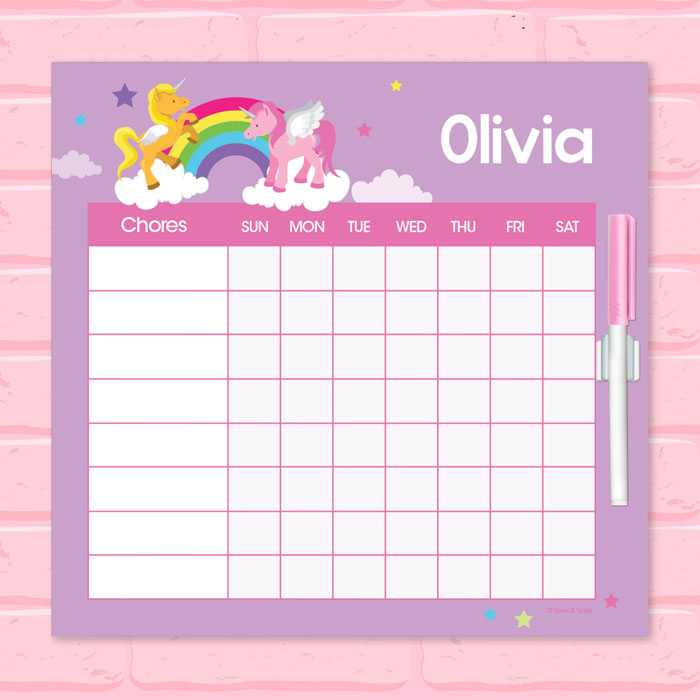Sweet Unicorns Chore Chart