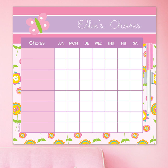 Pink Flowers Pattern Chore Chart