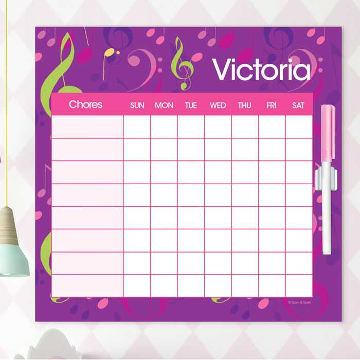 Girly Music Notes Chore Chart