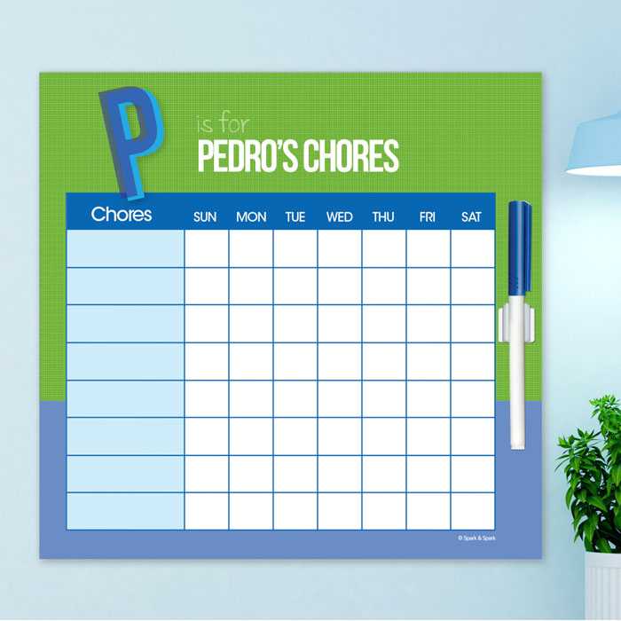 Double Initial Green Chore Chart