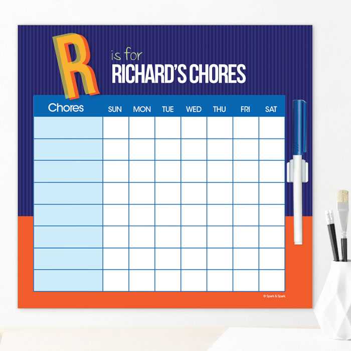Double Initial Blue Chore Chart