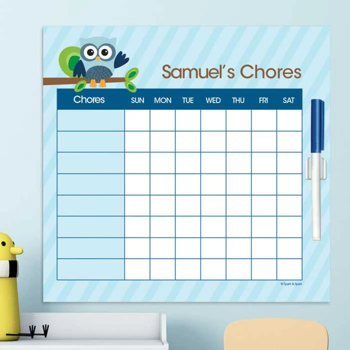 Owl Be Yours Blue Chore Chart