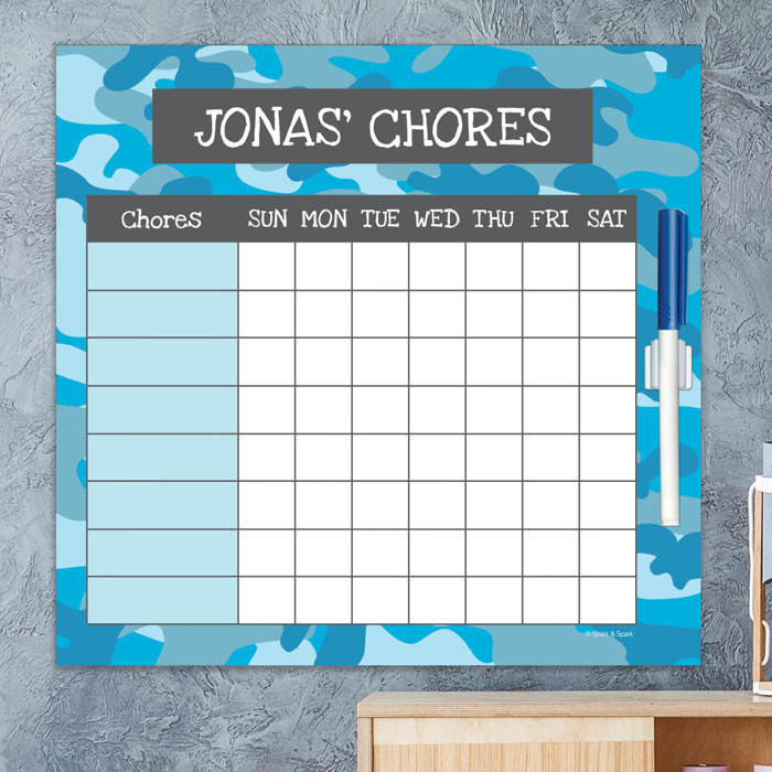 Blue Camouflage Chore Chart