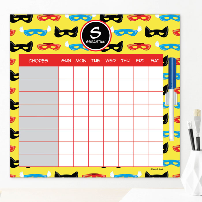 Super Hero Masks Chore Chart