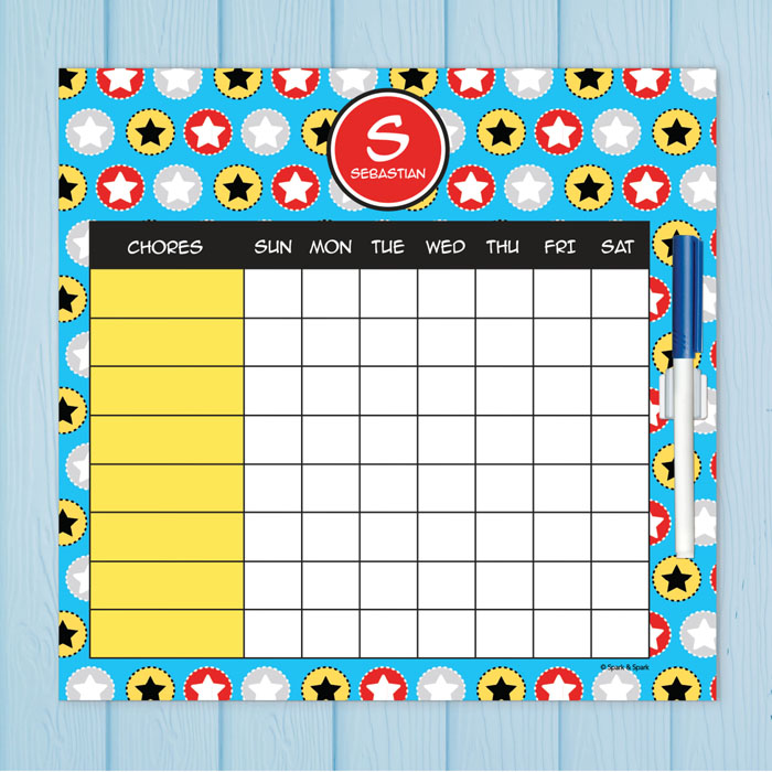 Super Hero Stars Chore Chart