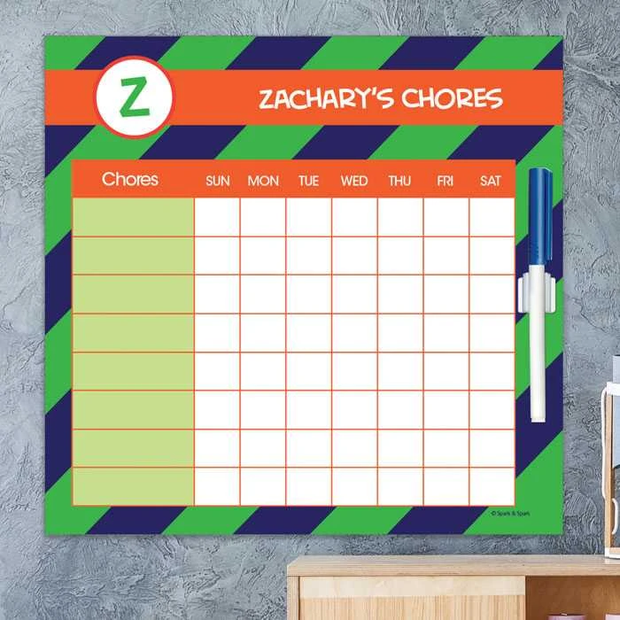 Fun initials Green Chore Chart