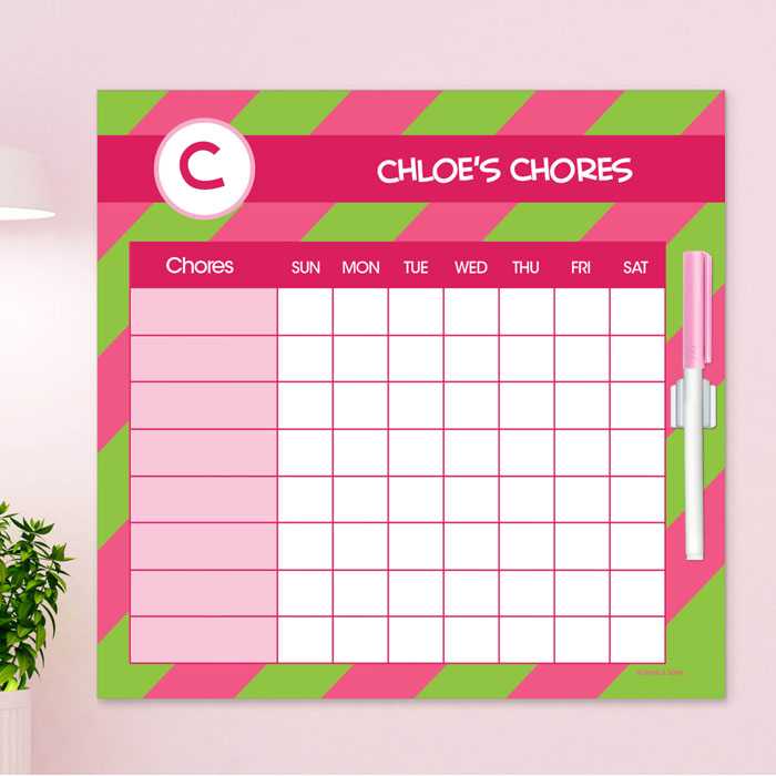 Fun initials Pink Chore Chart