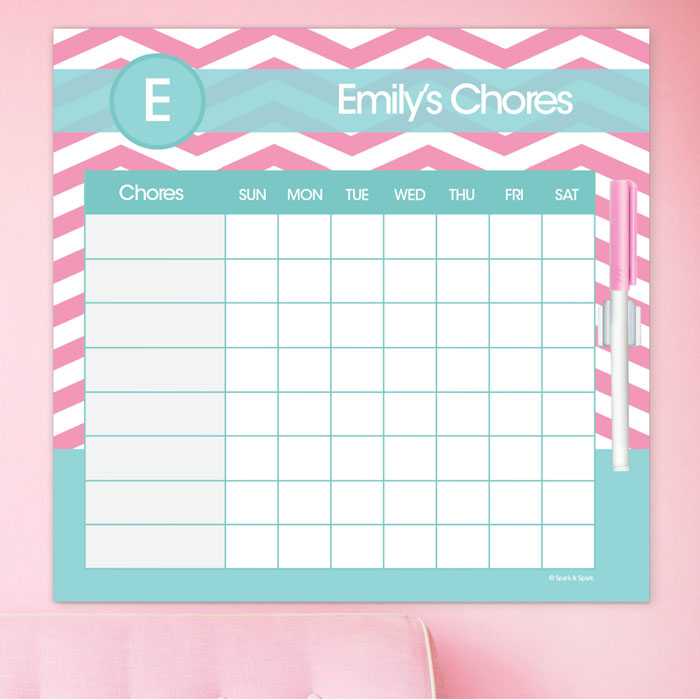 Chevron Pink And Aqua Chore Chart