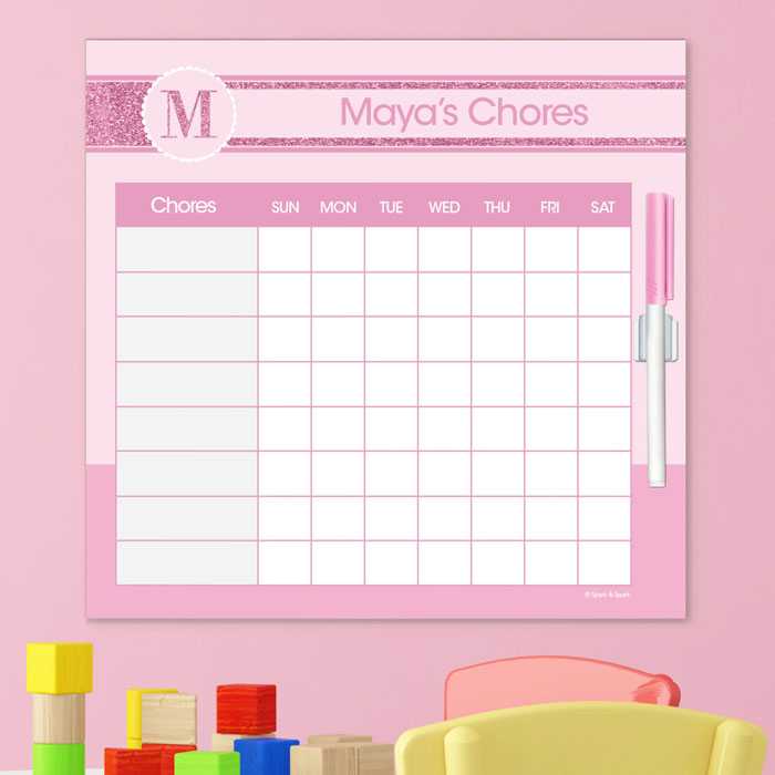 A Shiny Pink Letter Chore Chart